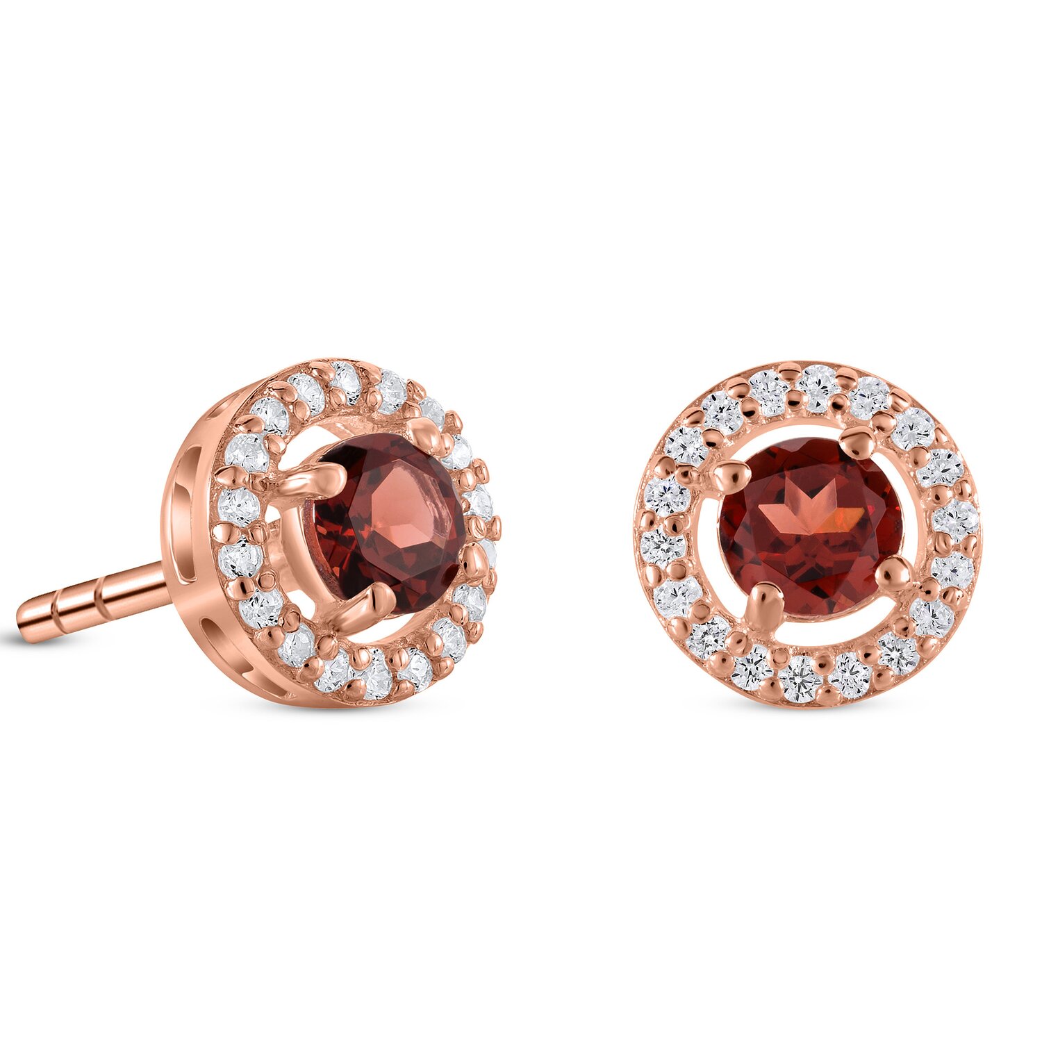 Cercei din argint Rose Gold Starlit Garnet