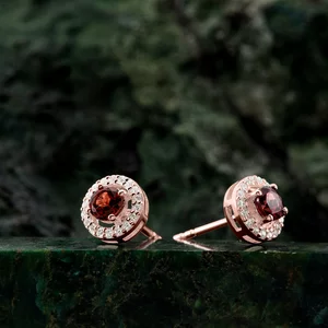 Cercei din argint Rose Gold Starlit Garnet