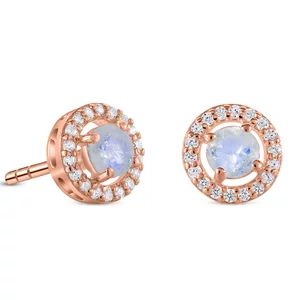 Cercei din argint Rose Gold Starlit Moonstone