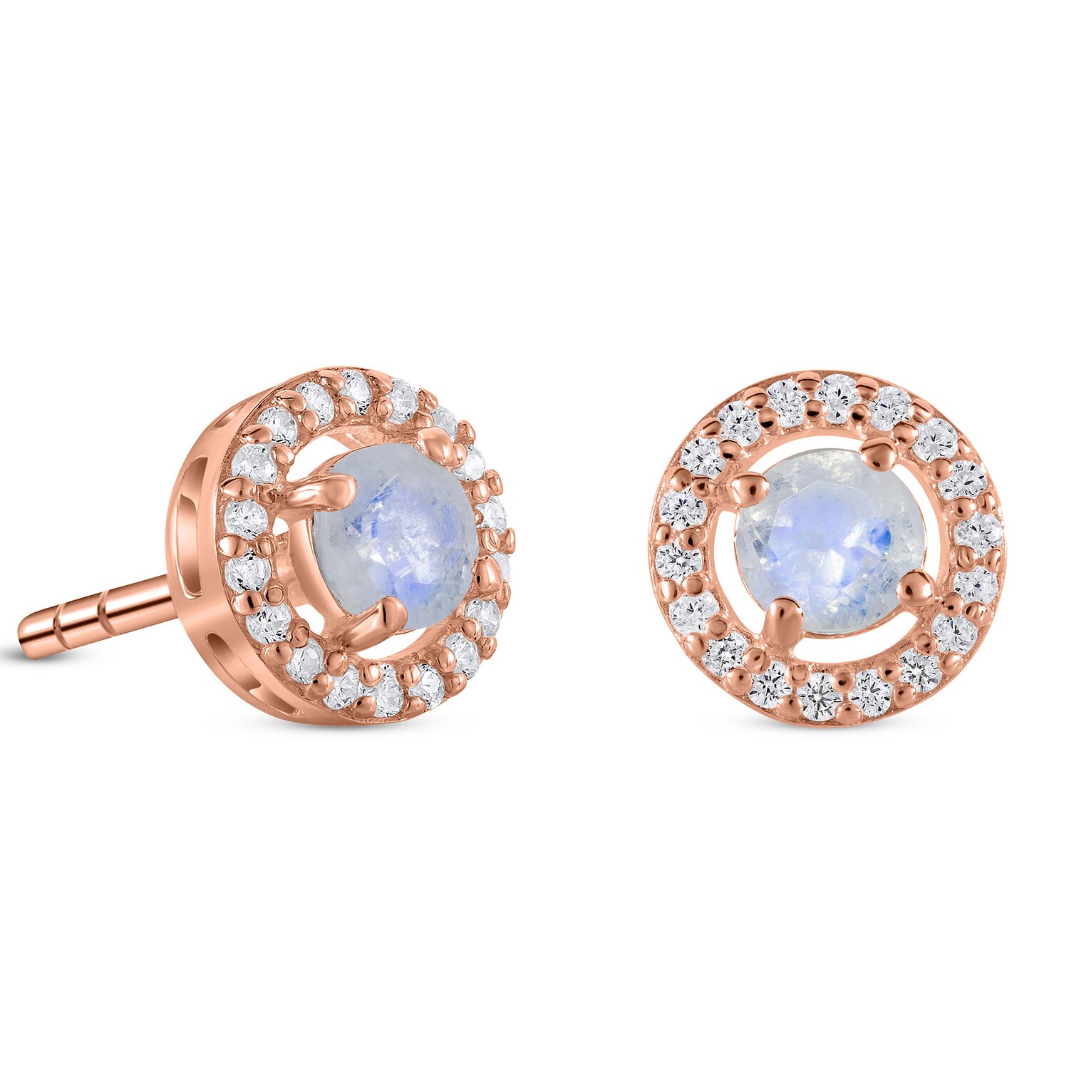 Cercei din argint Rose Gold Starlit Moonstone