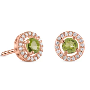 Cercei din argint Rose Gold Starlit Peridot