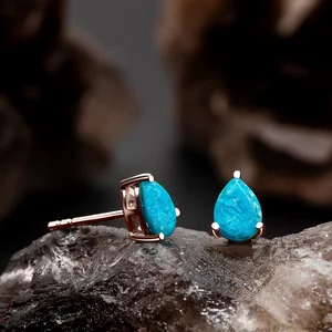 Cercei din argint Rose Gold Turquoise Drop
