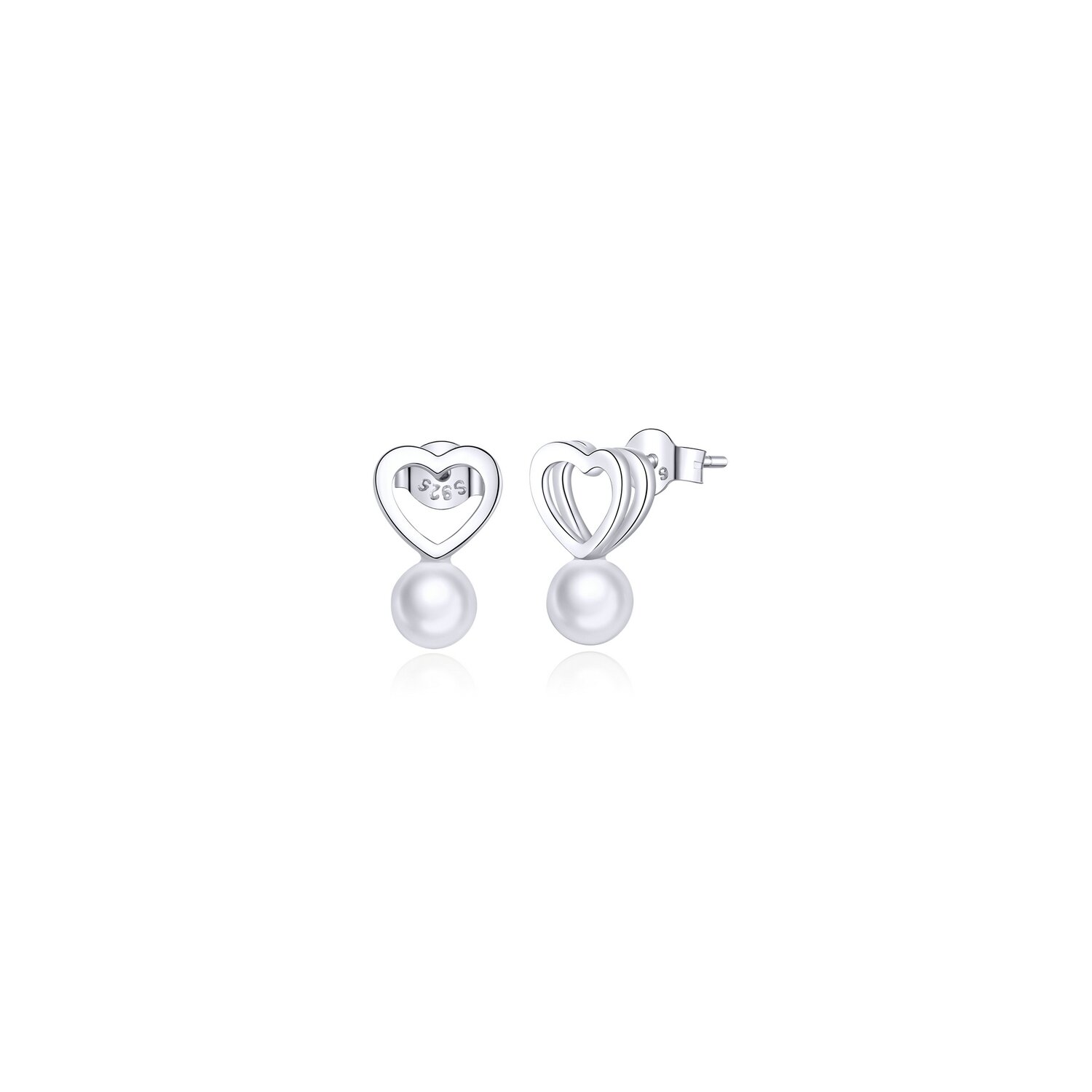 Cercei din argint shell pearl heart