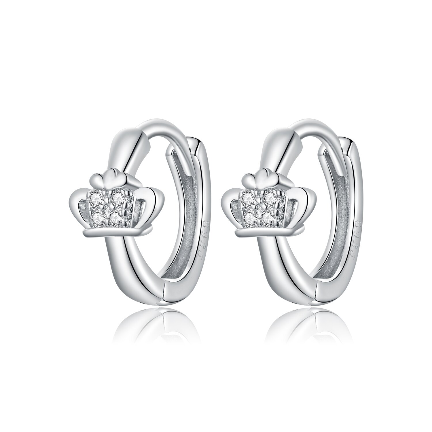 Cercei din argint shining crown hoops