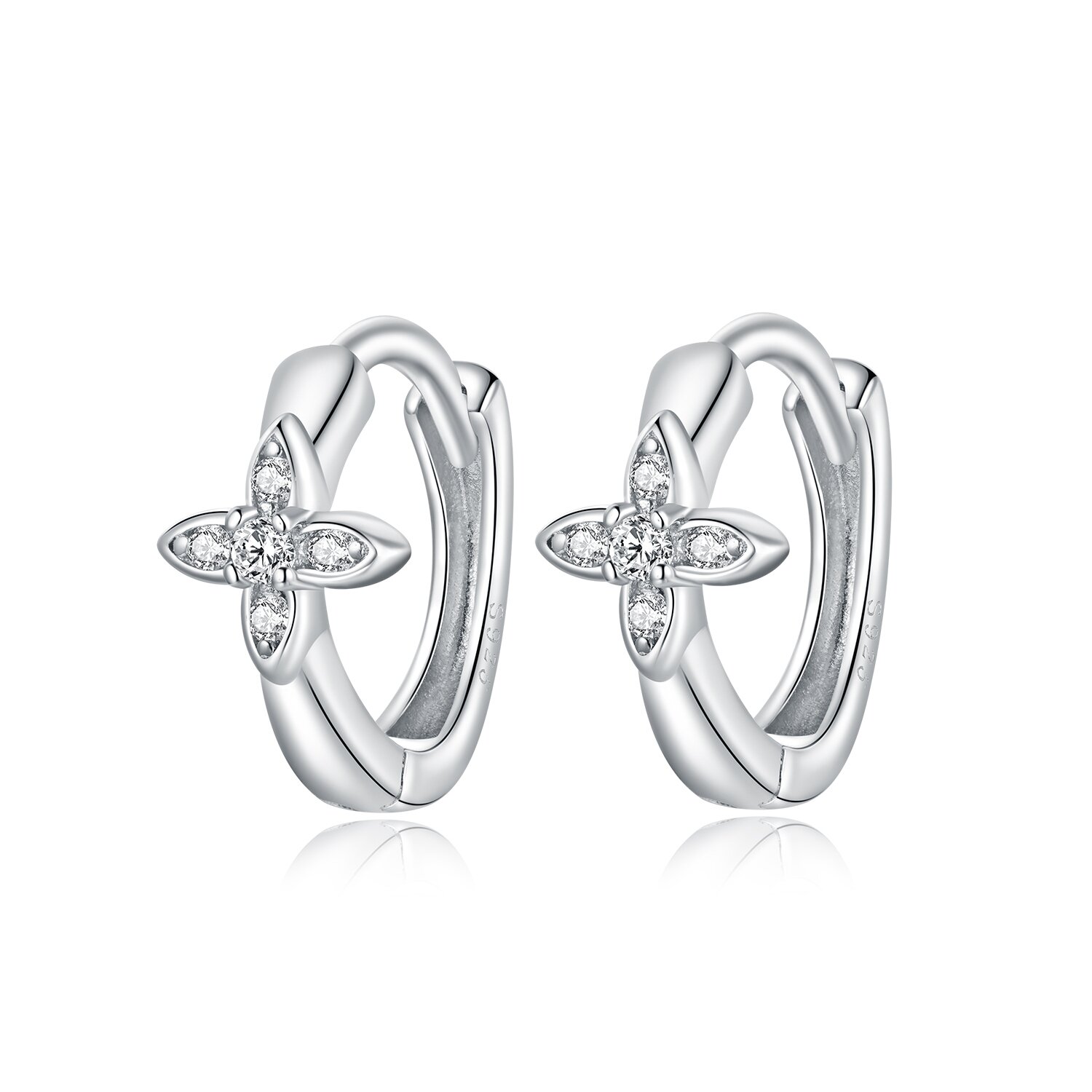 Cercei din argint shining flower hoops