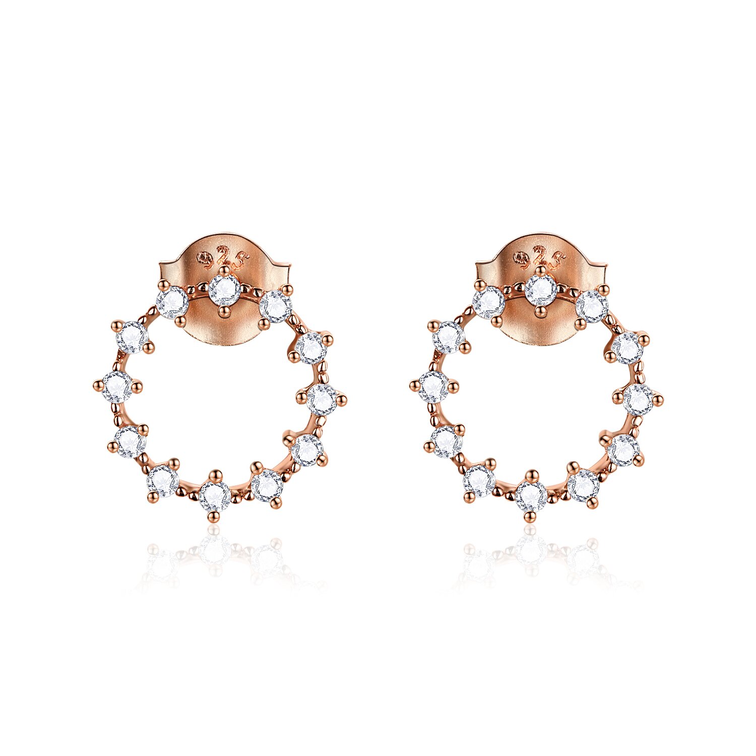 Cercei din argint shiny circle rose gold