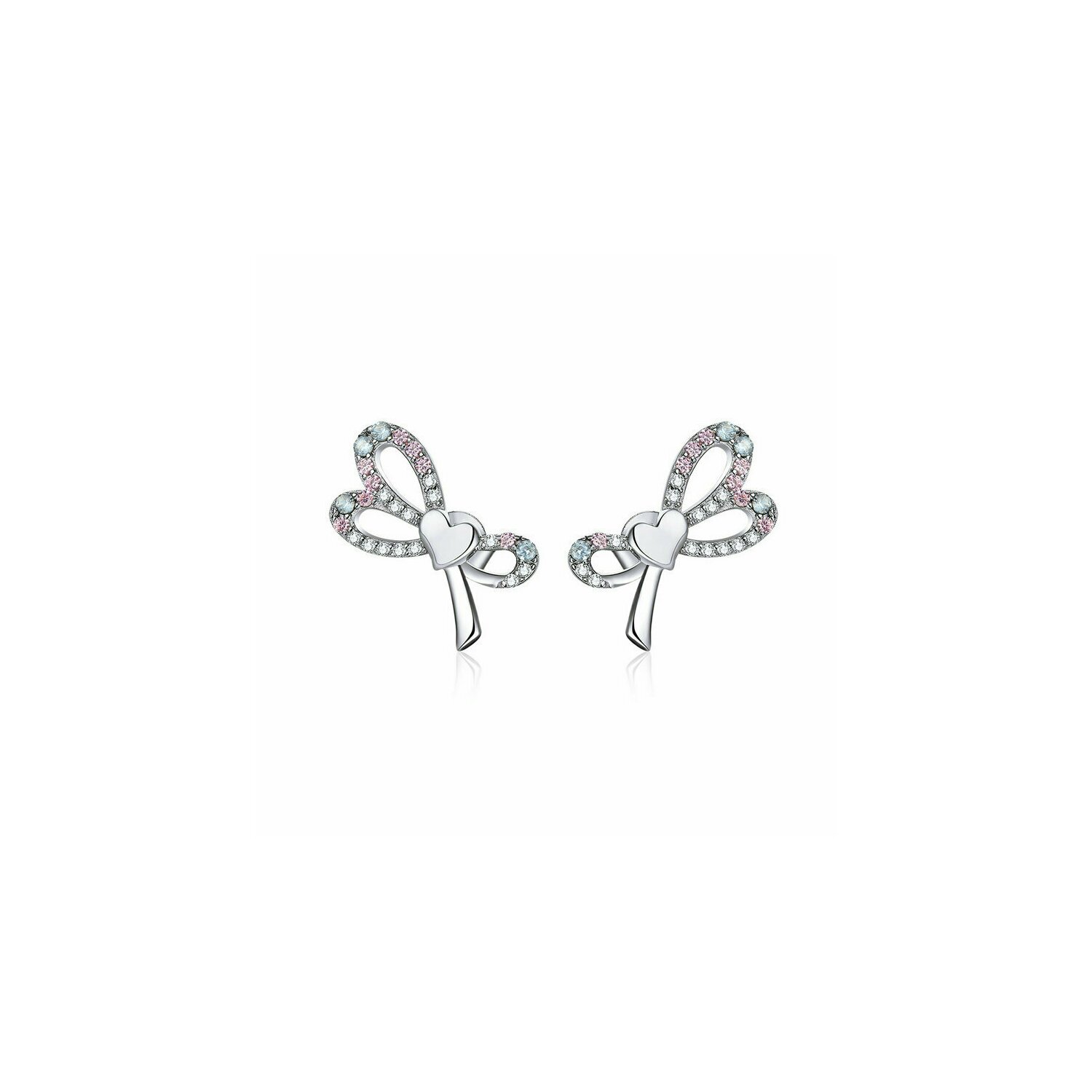 Cercei din argint shiny heart bow