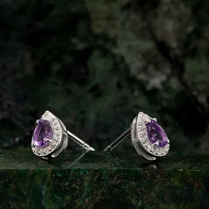Cercei din argint Silver Amethyst Stud