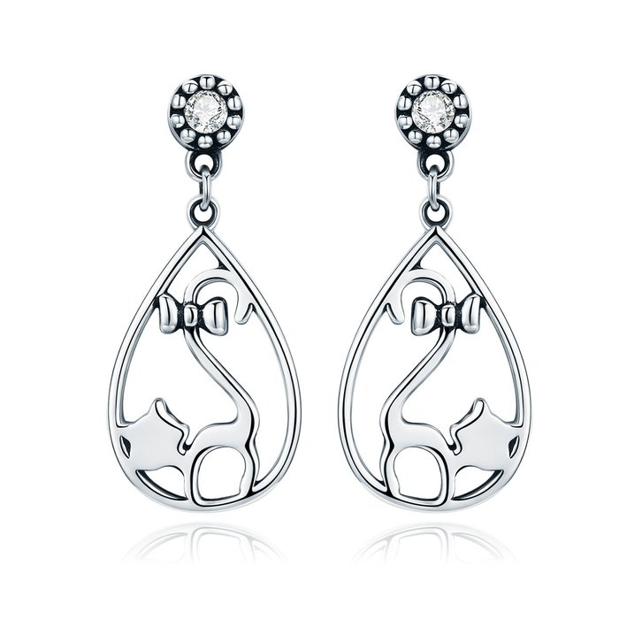 Cercei din argint silver cat