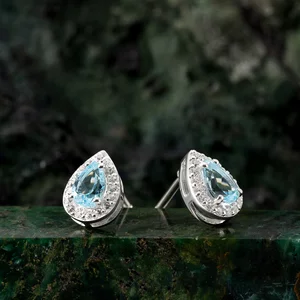 Cercei din argint Silver Drop Blue Topaz