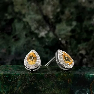 Cercei din argint Silver Drop Citrin