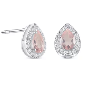 Cercei din argint Silver Drop Rose Quartz