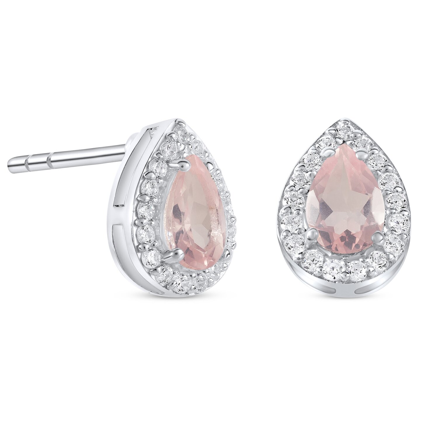 Cercei din argint Silver Drop Rose Quartz