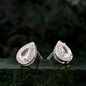 Cercei din argint Silver Drop Rose Quartz