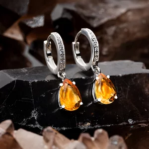 Cercei din argint Silver Elegant Citrine Drop
