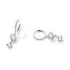 Cercei din argint Silver Hoops with Drop Charm picture - 2