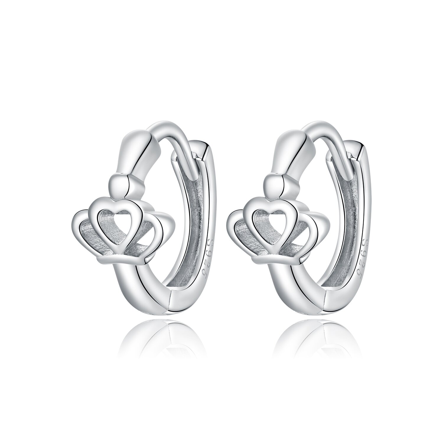 Cercei din argint silver little crown hoops