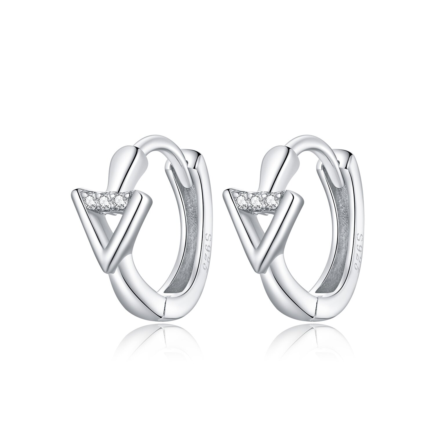 Cercei din argint silver little triangle hoops