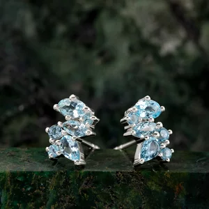 Cercei din argint Silver Mystic Blue Topaz
