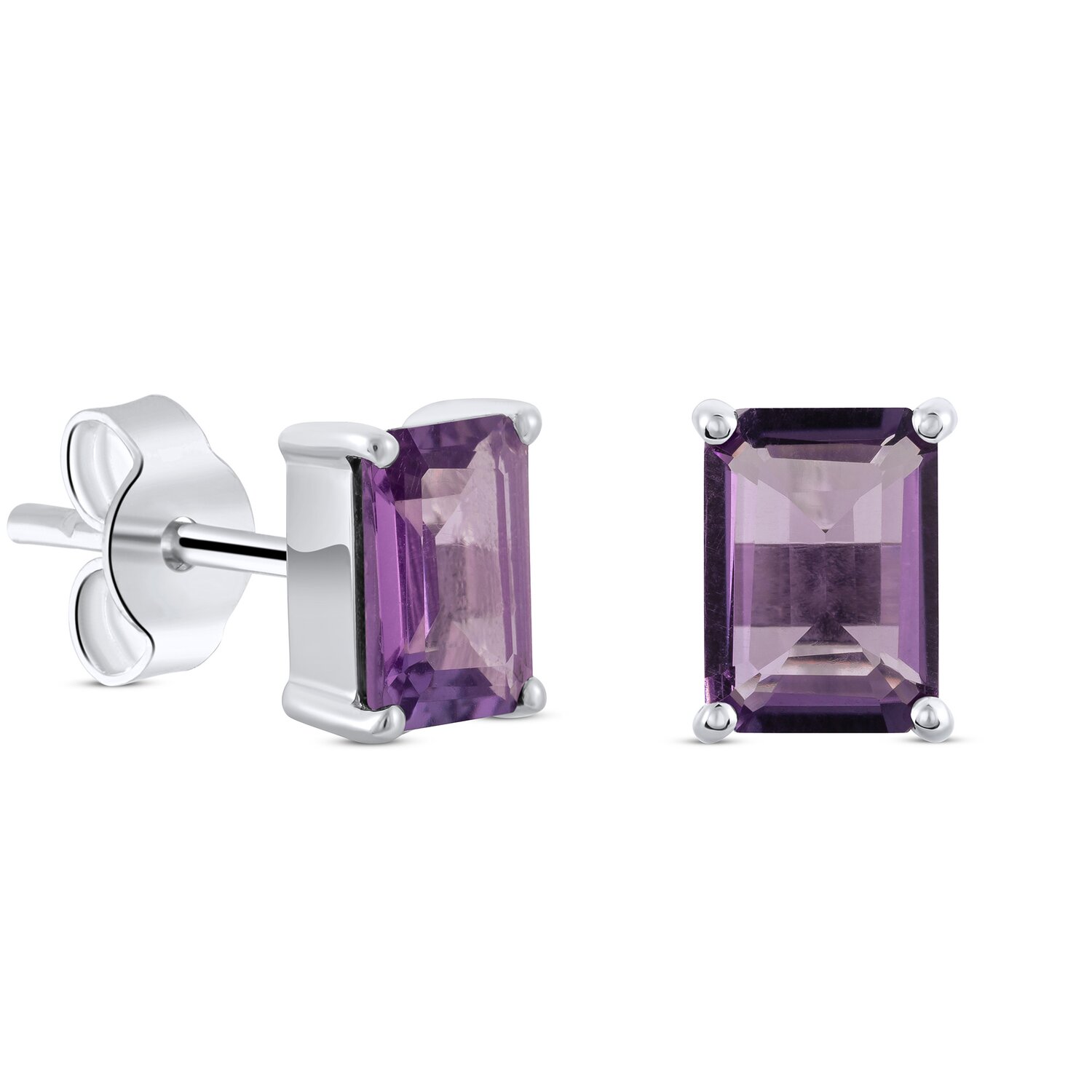 Cercei din argint Silver Rectangle Amethyst Elegance