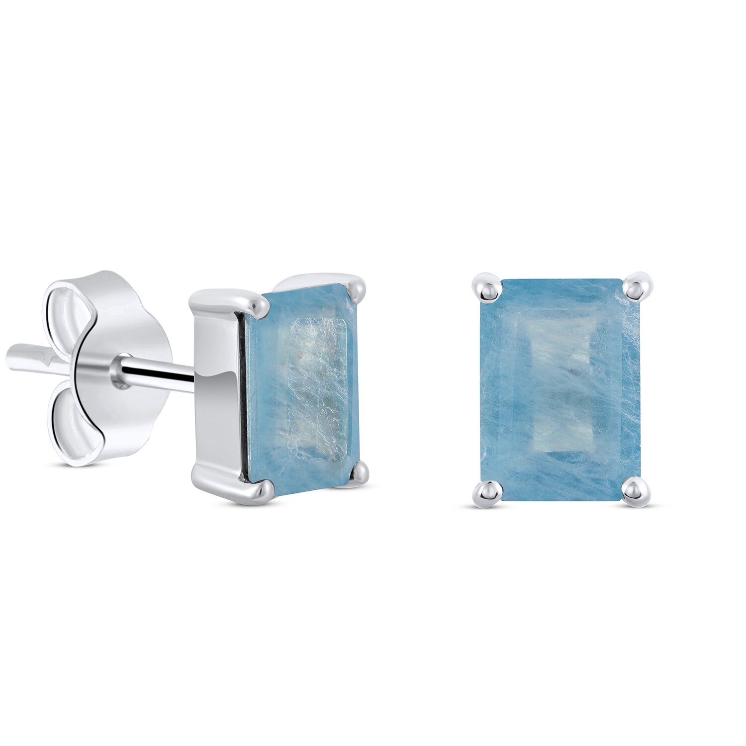 Cercei din argint Silver Rectangle Aqamarine Elegance