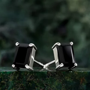 Cercei din argint Silver Rectangle Black Tourmaline Elegance