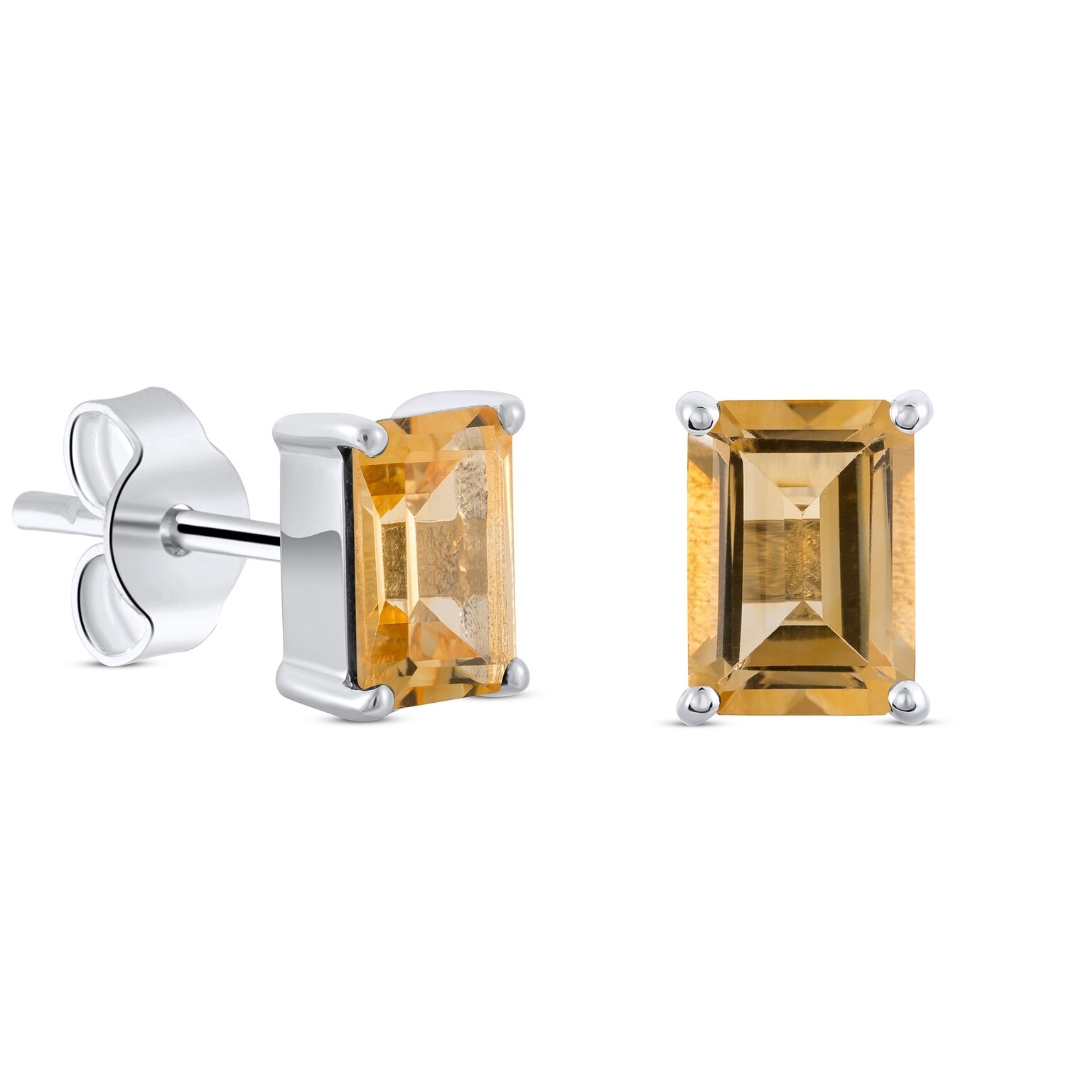 Cercei din argint Silver Rectangle Citrin Elegance