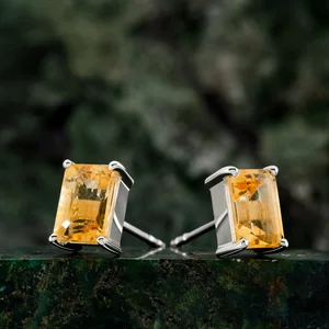 Cercei din argint Silver Rectangle Citrin Elegance