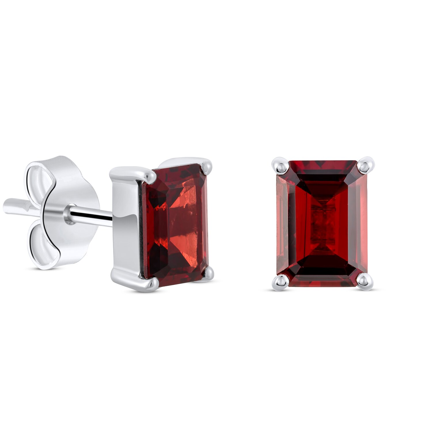 Cercei din argint Silver Rectangle Garnet Elegance