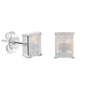 Cercei din argint Silver Rectangle Opal Elegance