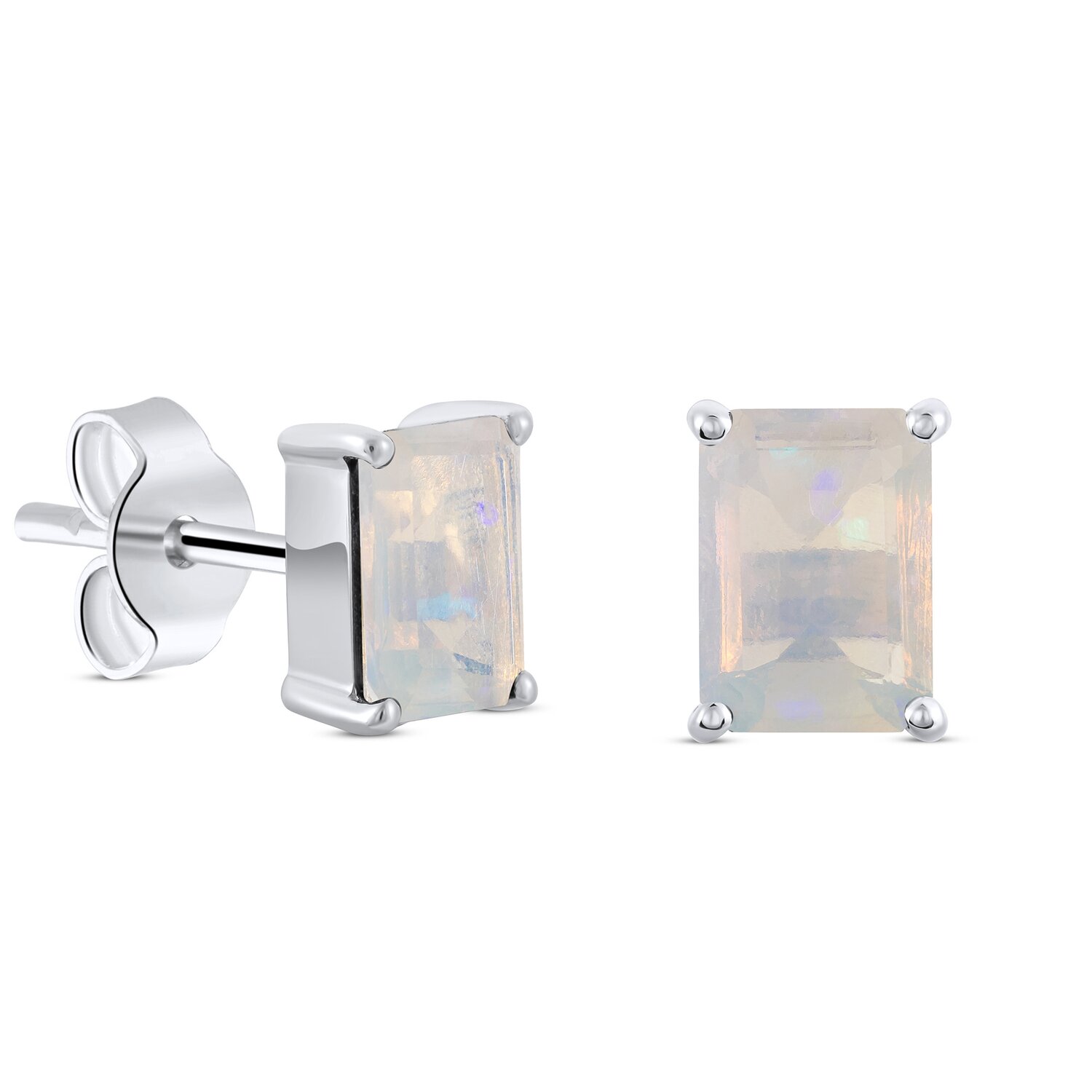Cercei din argint Silver Rectangle Opal Elegance