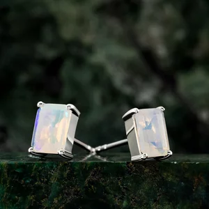 Cercei din argint Silver Rectangle Opal Elegance