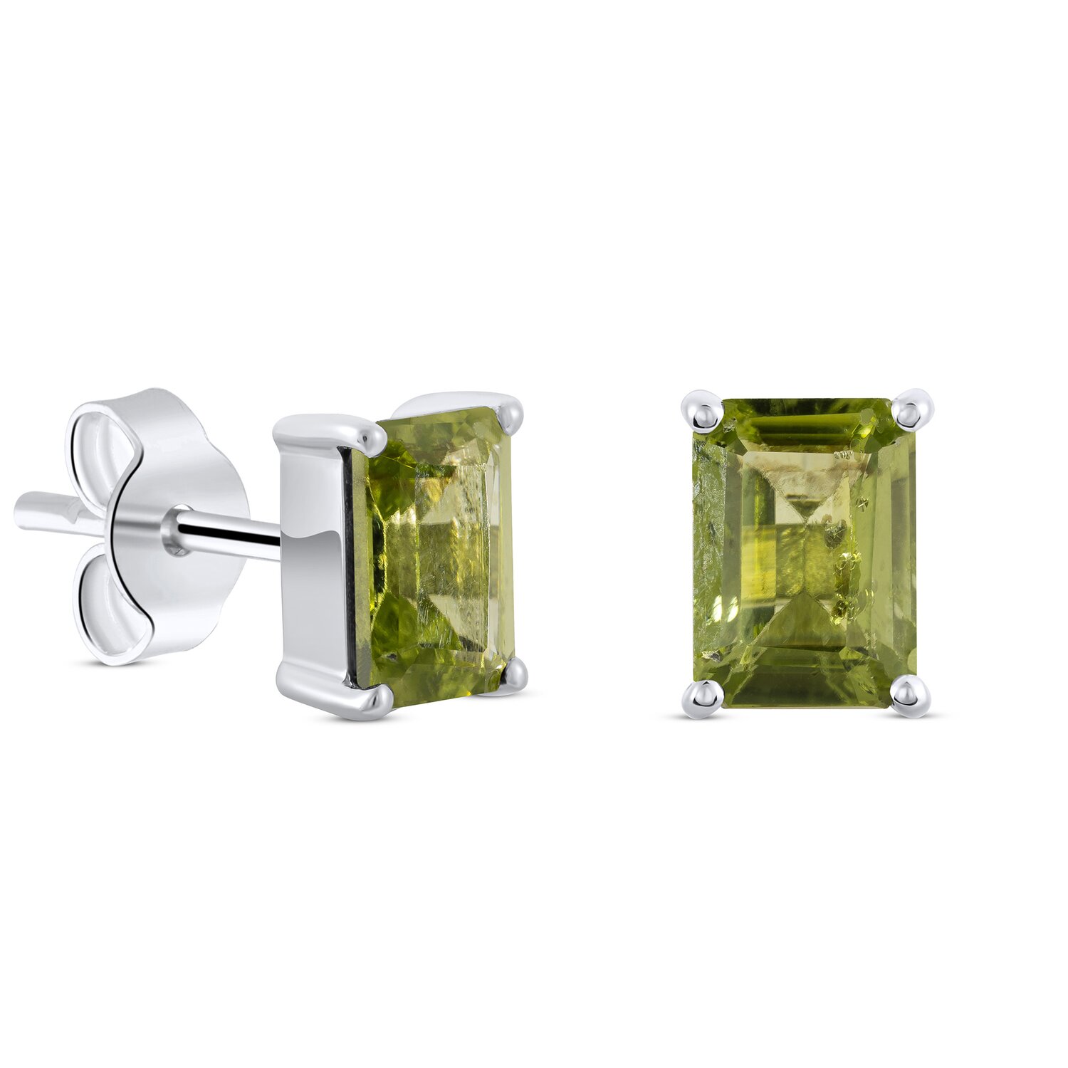 Cercei din argint Silver Rectangle Peridot Elegance