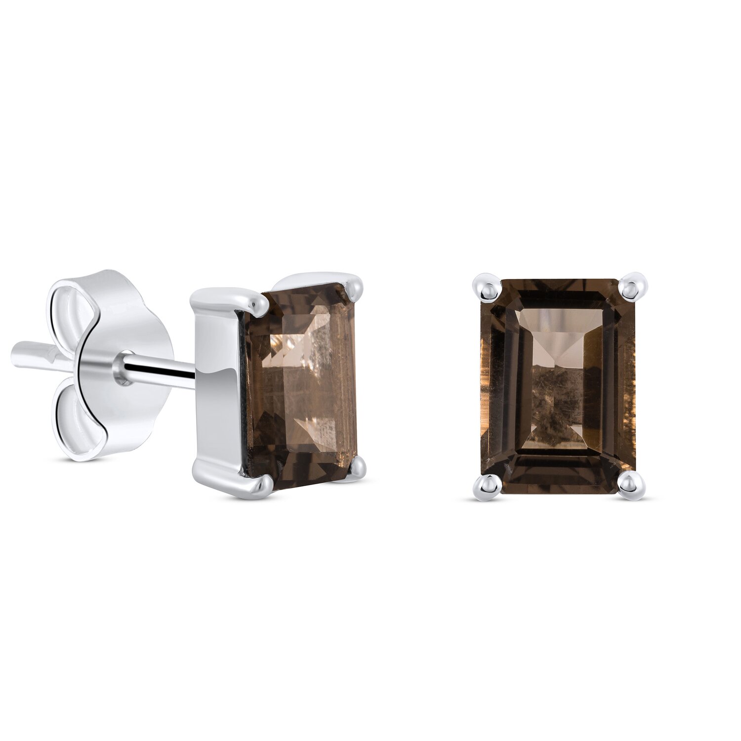 Cercei din argint Silver Rectangle Smoky Quartz Elegance
