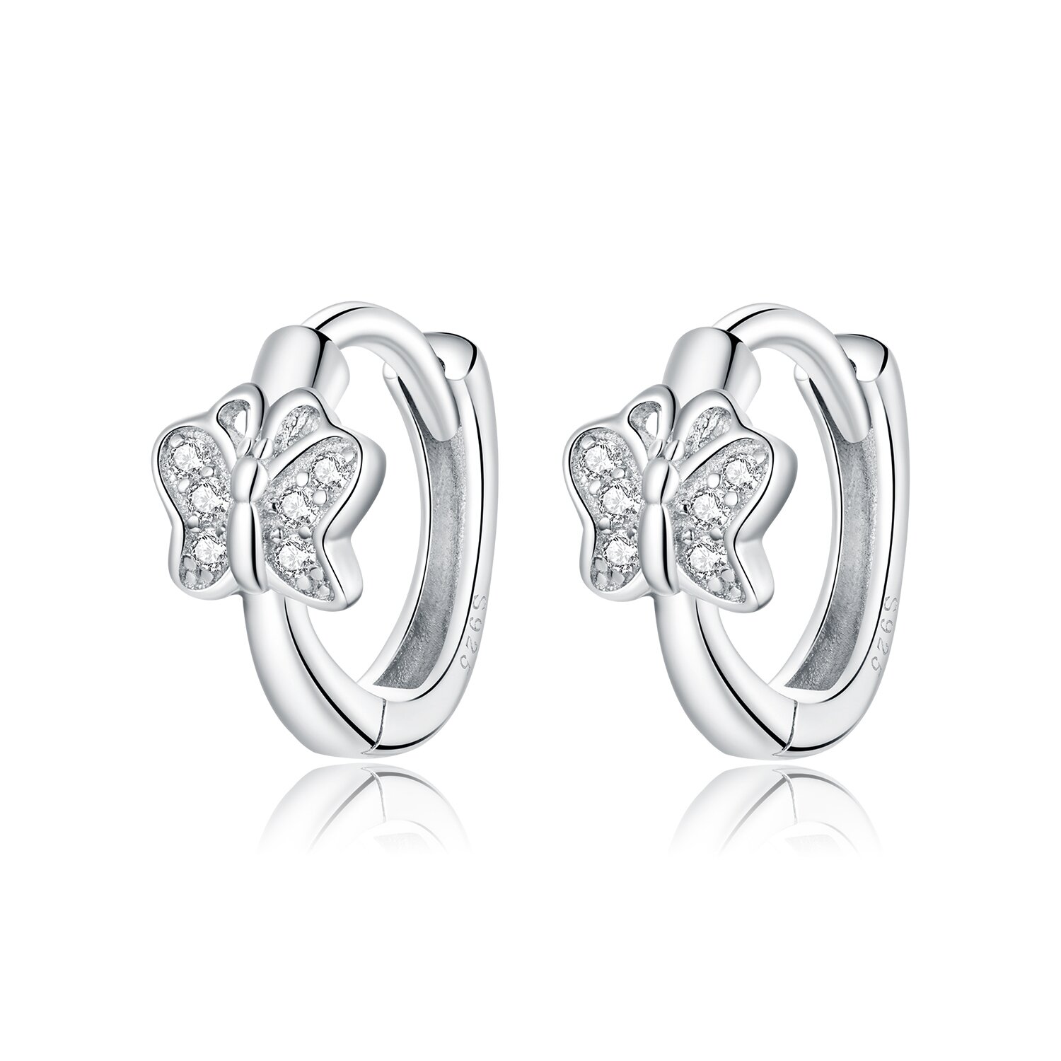 Cercei din argint silver shining butterflies hoops
