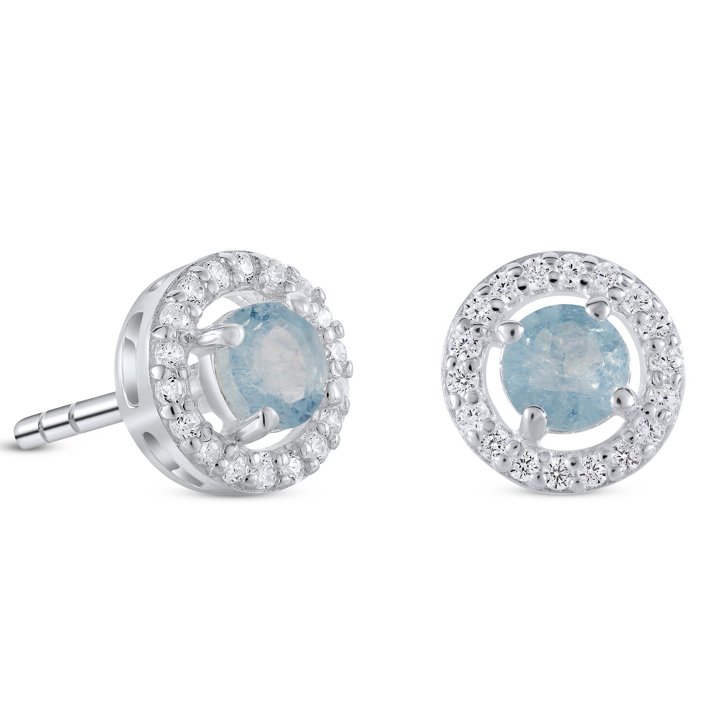 Cercei din argint Silver Starlit Aquamarine