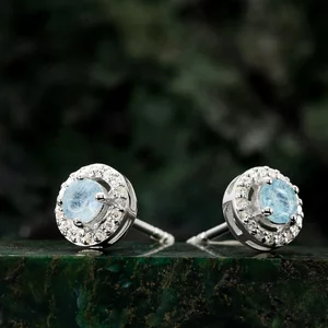 Cercei din argint Silver Starlit Aquamarine