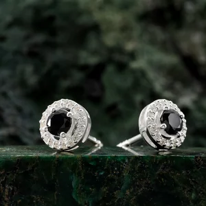 Cercei din argint Silver Starlit Black Tourmaline