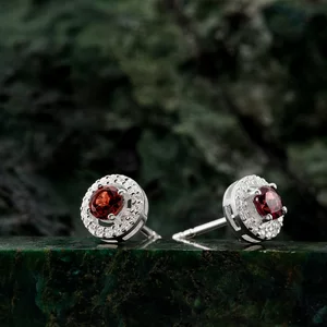 Cercei din argint Silver Starlit Garnet