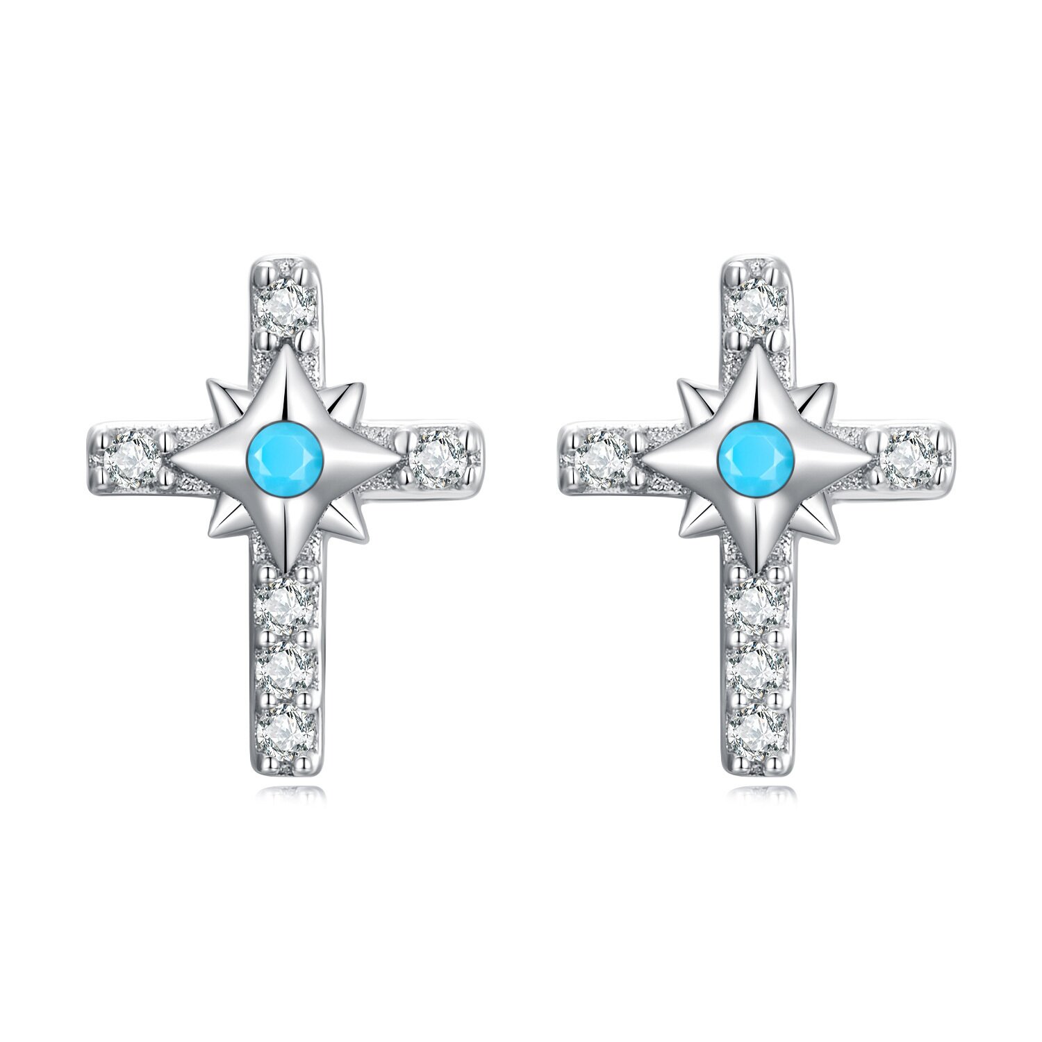 Cercei din argint Starred Cross
