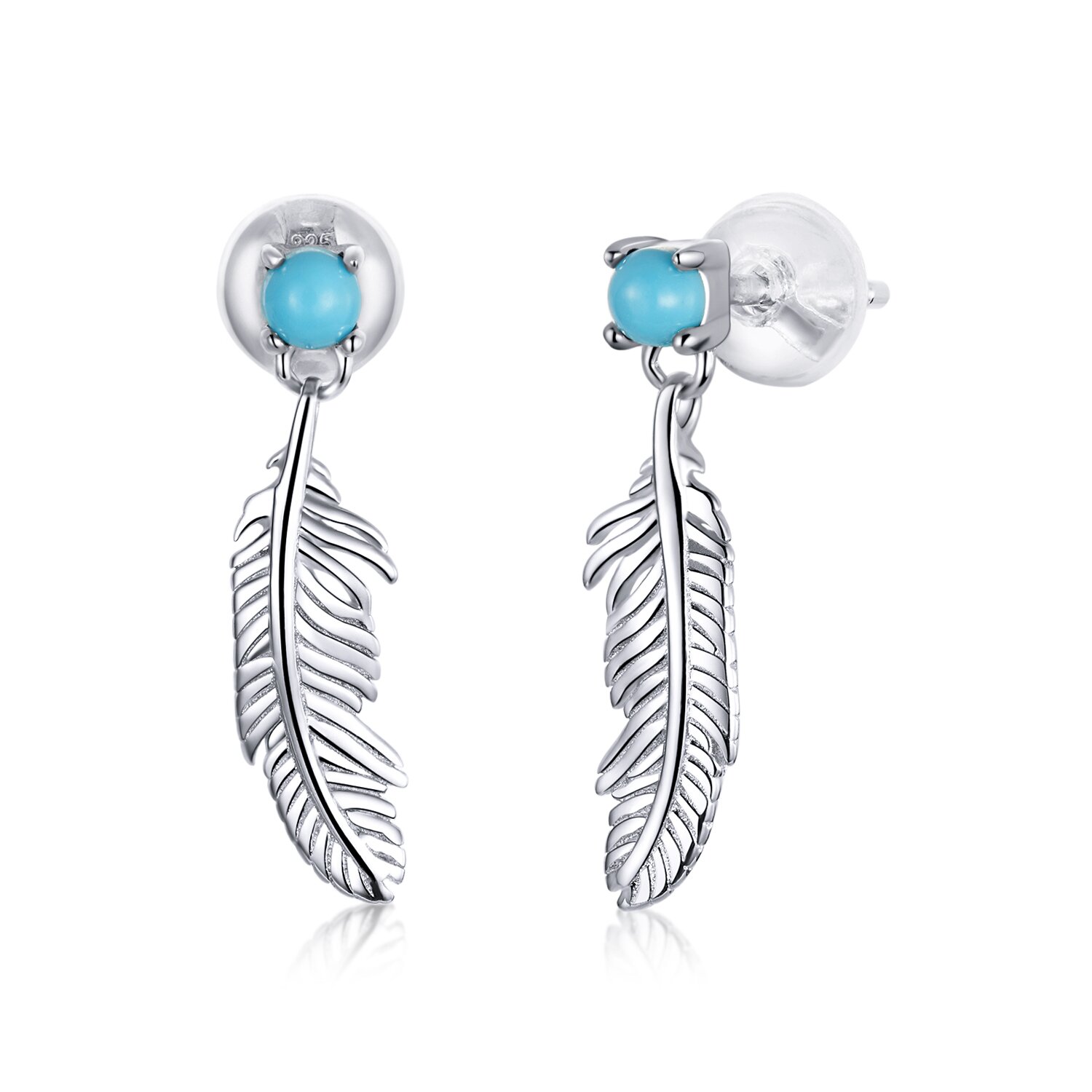 Cercei din argint turquoise feathers