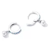 Cercei din argint Turquoise Pearl Hoops picture - 3