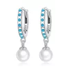Cercei din argint Turquoise Pearl Hoops picture - 1