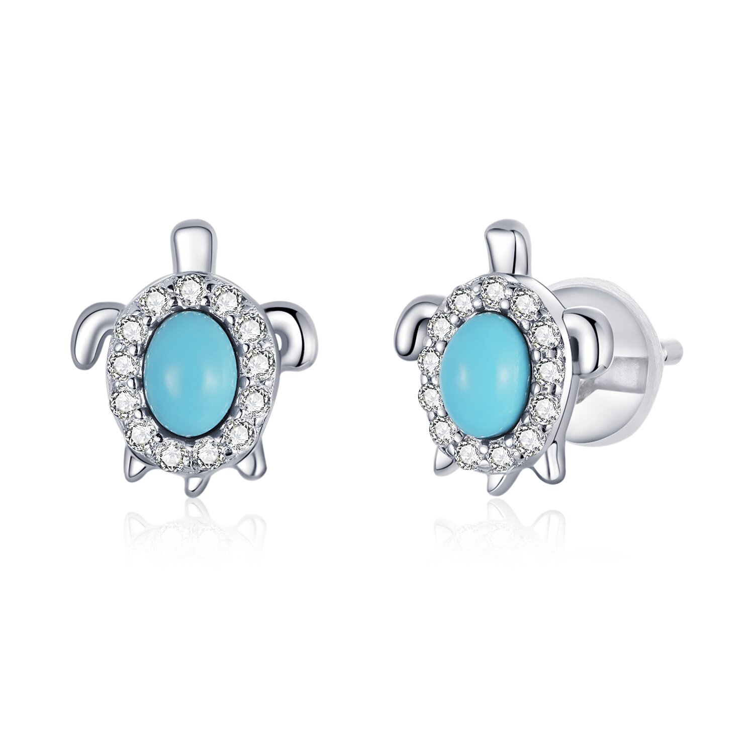 Cercei din argint turquoise turtle