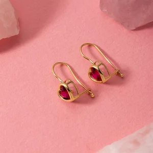 Cercei din aur 14K Big Hook Hearts