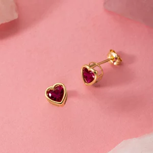 Cercei din aur 14K Big Stud Hearts