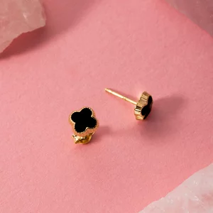 Cercei din aur 14K Black Clover