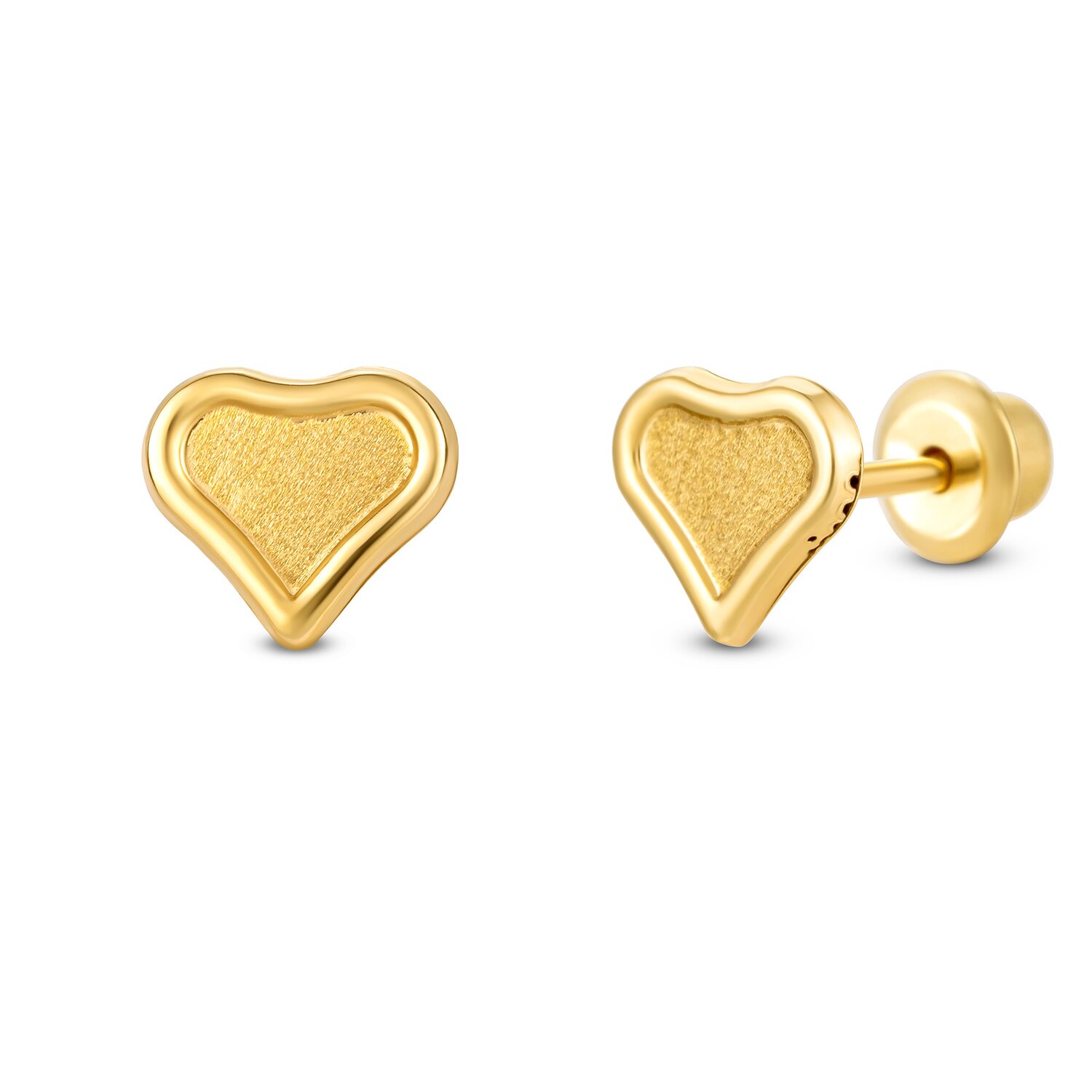 Cercei din aur 14K Contoured Heart