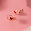 Cercei din aur 14K Double Pink Hearts picture - 2
