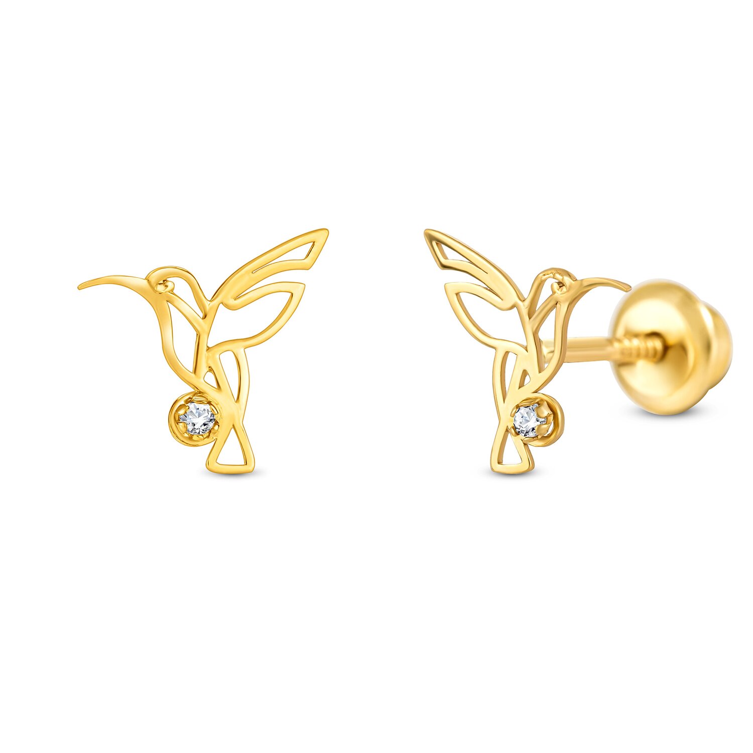 Cercei din aur 14K Hummingbird